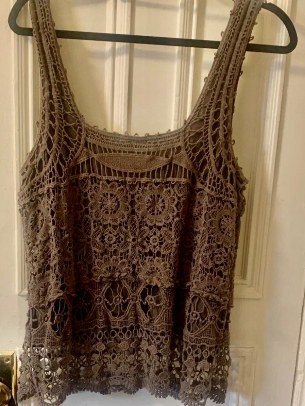 Pins & Needles Brown Crochet Lace Tank Camisole